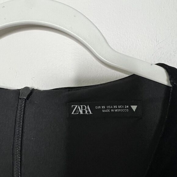 Zara Womens Short Velvet Dress Size XS Black Long Sleeve V Neck Party Velour - Picture 11 of 16
